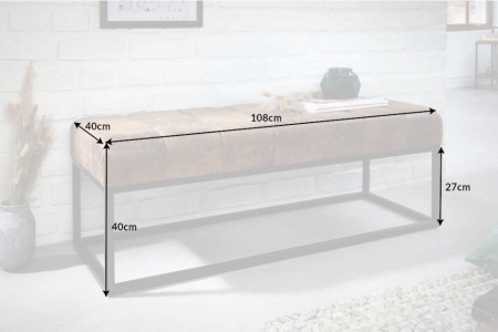 industriële bank antiek bruin 108cm zwart frame - Img 2