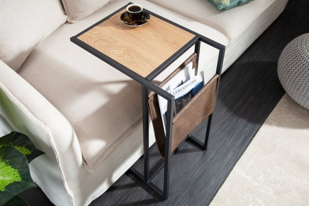 Industriële Bijzettafel zoals Laptoptafel 48 cm eiken look bijzettafel met plank - Img 5