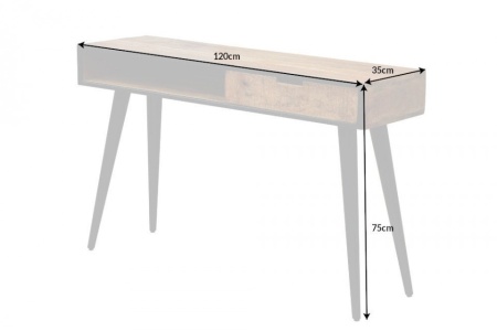 Industriële console tafel of bureau tafel INDUSTRIAL 120cm Mango met zwarte poten - Img 2
