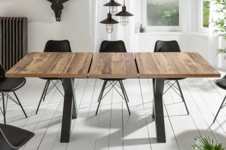 Industriële eettafel uitschuifbaar 160-210cm Oak donker look met X-poten - Img 6