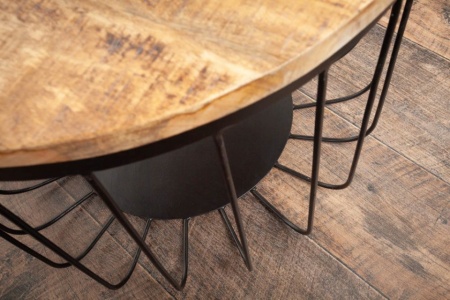 Industriële salontafel LOFT 56 cm natuurlijk massief mangohout - Img 7