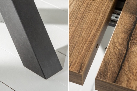Industriële uitschuifbare eettafel 160-210 cm eiken look model met X-poten - Img 8