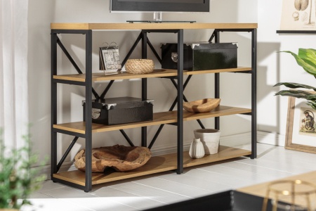 Industriële wandmeubel STUDIO 110 cm eiken look met metalen frame - Img 4