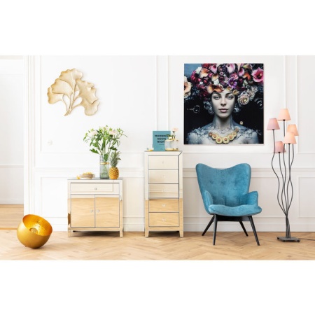 Ingelijste kunst glas Flower Art Lady 120x120cm - Img 5