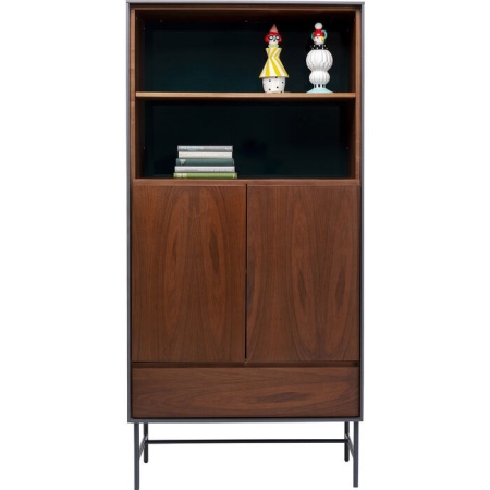 Kabinet /Vitrinekast Selina 82x170cm met notenhoutfineer in warm bruin - Img 3