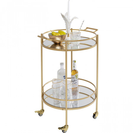 Kare Design Bartrolley tafel glas goud
