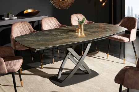 Keramiek eettafel Uitschuifbare 130-190 cm taupe marmer look - Img 4