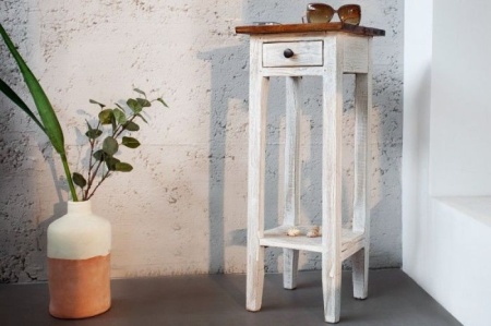 Landhuis bijzettafel LA FLEUR 75cm witte mahonie telefoontafel - Img 3