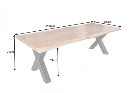 Massief boomstam eettafel MAMMUT NATURE 200 cm acacia massief hout 6 cm dik blad - Img 4
