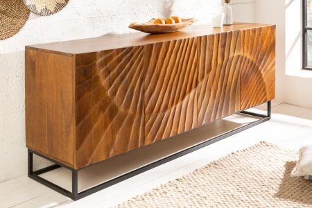 Massief dressoir SCORPION 177 cm bruin mangohout, gedetailleerd 3D-houtsnijwerk - Img 3