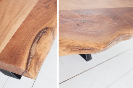 Massief houten salontafel AMAZONAS 120 cm acacia metaal zwarte boomrand - Img 7