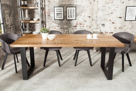 Massief Mangohout eettafel 180 cm ijzer industrieel design - Img 3