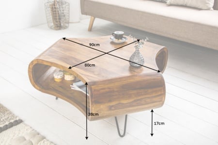 Massief sheesham hout salontafel met onder opbergruimte - Img 8