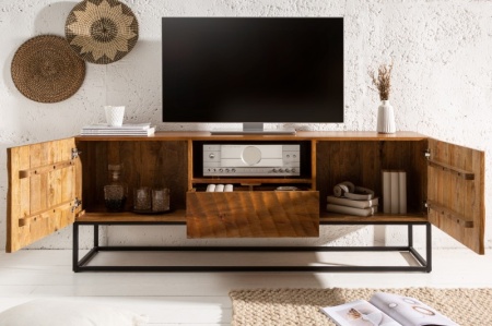 Massief tv-meubel SCORPION 160 cm mangohout uitgebreid 3D-snijwerk - Img 2