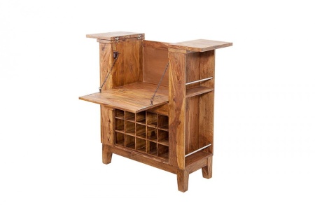 Massieve barkast MAKASSAR 85 cm Sheesham stenen huisbar - Img 6