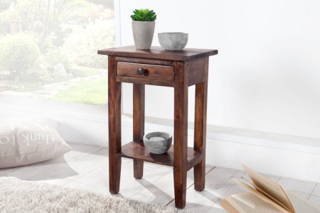 Massieve bijzettafel HEMINGWAY 55cm koffie mahonie Shabby Chic telefoontafel - Img 7