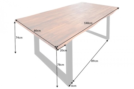 Massieve boomstam eettafel GENESIS 140cm acacia boomrand onderstel - Img 2
