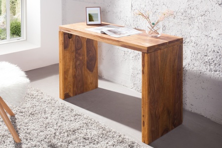 Massieve consoletafel MAKASSAR 100 cm Sheesham Stone Finish bureau - Img 3