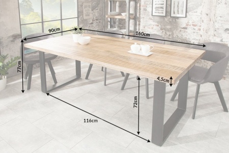 Massieve eettafel IRON CRAFT 160 cm mangohout ijzer industrieel design - Img 4