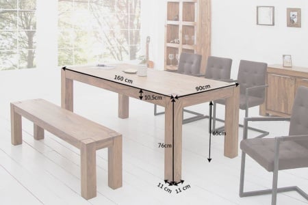 Massieve eettafel MAKASSAR 160 cm Sheesham unieke nerf - Img 4