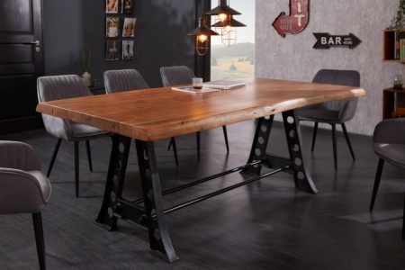 Massieve eettafel MAMMUT INDUSTRIAL 220 cm acacia zwart frame - Img 3
