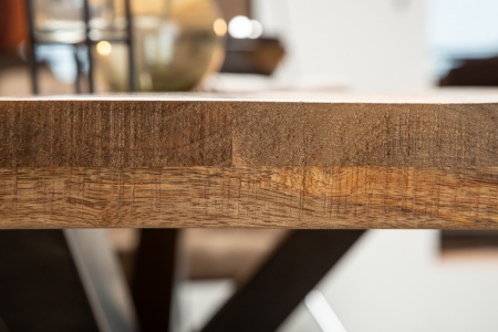 Massieve industriële eettafel GALAXIE 200 cm mangohout stervormig frame - Img 7