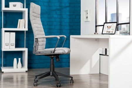 Modern design bureaustoel LAZIO highback microfiber vintage grijze executive stoel met armleuningen - Img 5