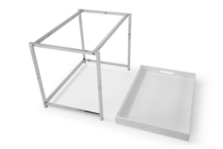 Moderne bijzettafel set van 2 ELEMENTS 50cm wit chroom uitneembaar blad - Img 3