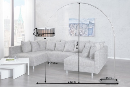 Moderne booglamp Black Bird 230 cm zwart met marmeren voet - Img 2