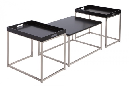 Moderne design salontafel set van 3 ELEMENTS 75 cm zwart stalen dienbladtafel - Img 8