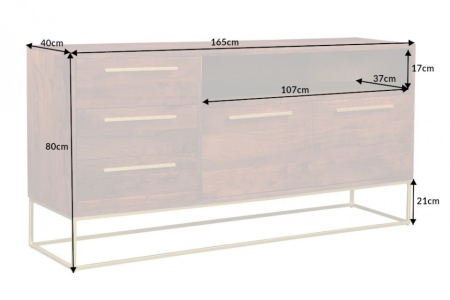 Moderne dressoir acaciahout 165 cm bruin goud 165cm - Img 2