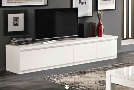 Moderne Hoogglans Wit tv meubel met 4 deuren 220cm - Img 2