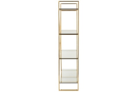 Rek 4schap Kruis Roestvrij Staal/Getemperd Glass Goud/Transparant 180cm - Img 3
