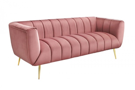 Retro 3-zitsbank NOBLESSE 225cm antiek roze fluweel 3-zits met decoratief stiksel - Img 7