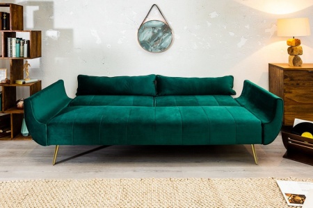 Retro slaapbank 220cm smaragdgroene fluweel stof - Img 4