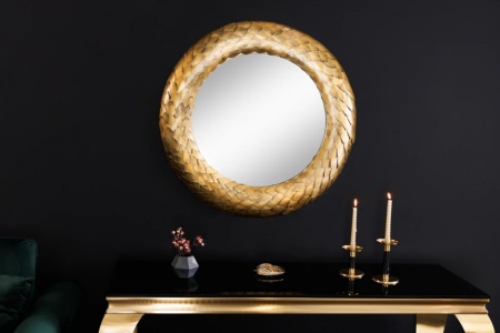 Ronde Design spiegel VICTORY 75cm antiek koper metaal handgemaakt - Img 3