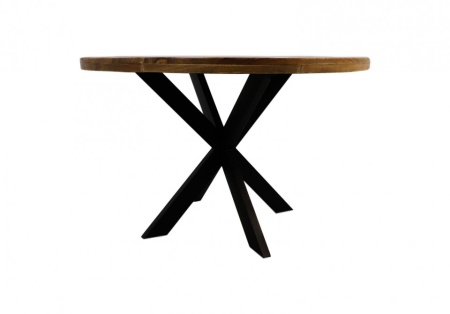 Ronde massief mangohout eettafel 130 cm - Naturel/zwart - Mangohout/ijzer - Img 3