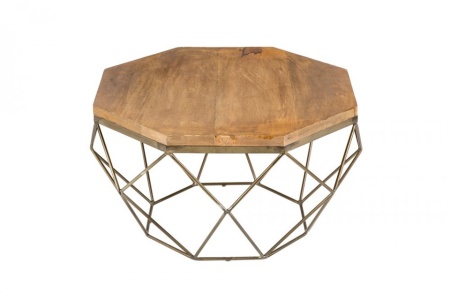 Salontafel Messing met Mangohout Blad Diamond 69 cm naturel - Img 7