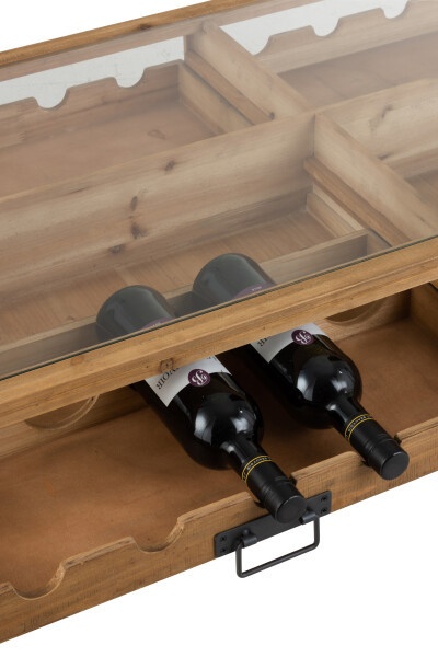 Salontafel Voor Wijnflessen Rechthoek Hout Naturel met glasplaat 120cm - Img 7