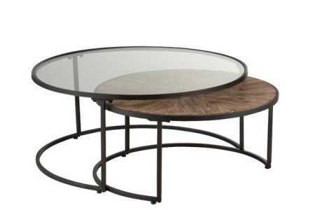 Salontafels Rond Metaal Zwart Set Van 2 - Img 3