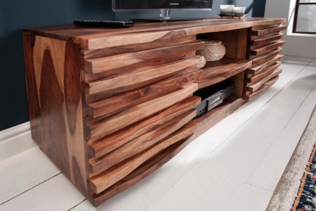 Tv Meubel massiev sheeshamhout RELIEF 150 cm met een uitgewerkte voorkant - Img 3