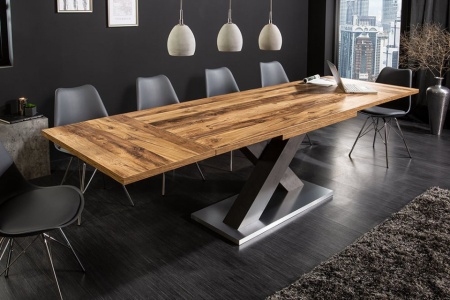 Uitschuifbare eettafel MONTREAL 180-230-280cm plank eiken met X-frame - Img 3