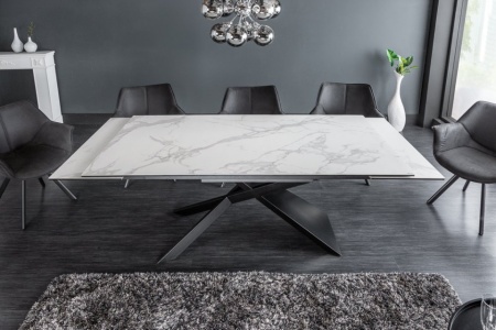 Uitschuifbare eettafel Rome 180-220-260 cm keramiek in marmerlook Wit - Img 7