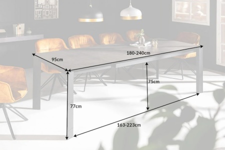 Uitschuifbare eettafel X7 180-240cm antraciet keramisch blad modern design - Img 2