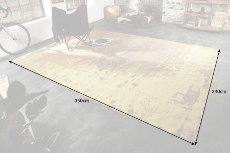 Vintage katoenen vloerkleed 350x240cm roestbruin verwassen gebruikte look - Img 2
