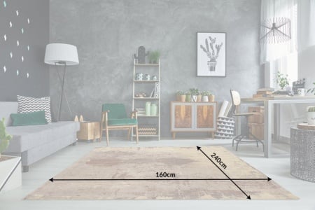 Vintage katoenen vloerkleed MODERN ART 240x160 cm zandbruin used-look - Img 6