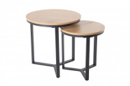 Design bijzettafel set van 2 eiken look 50 cm industriële stijl