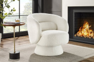 Draaibare designfauteuil BOSSA NOVA 80cm bouclé wit