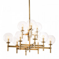 Eichholtz Jade L Kroonluchter Antiek messing afwerking | Helder glas
