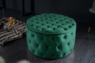 Elegante salontafel / Poef MODERN BAROK 75 cm smaragdgroene fluwelen kruk met opbergruimte